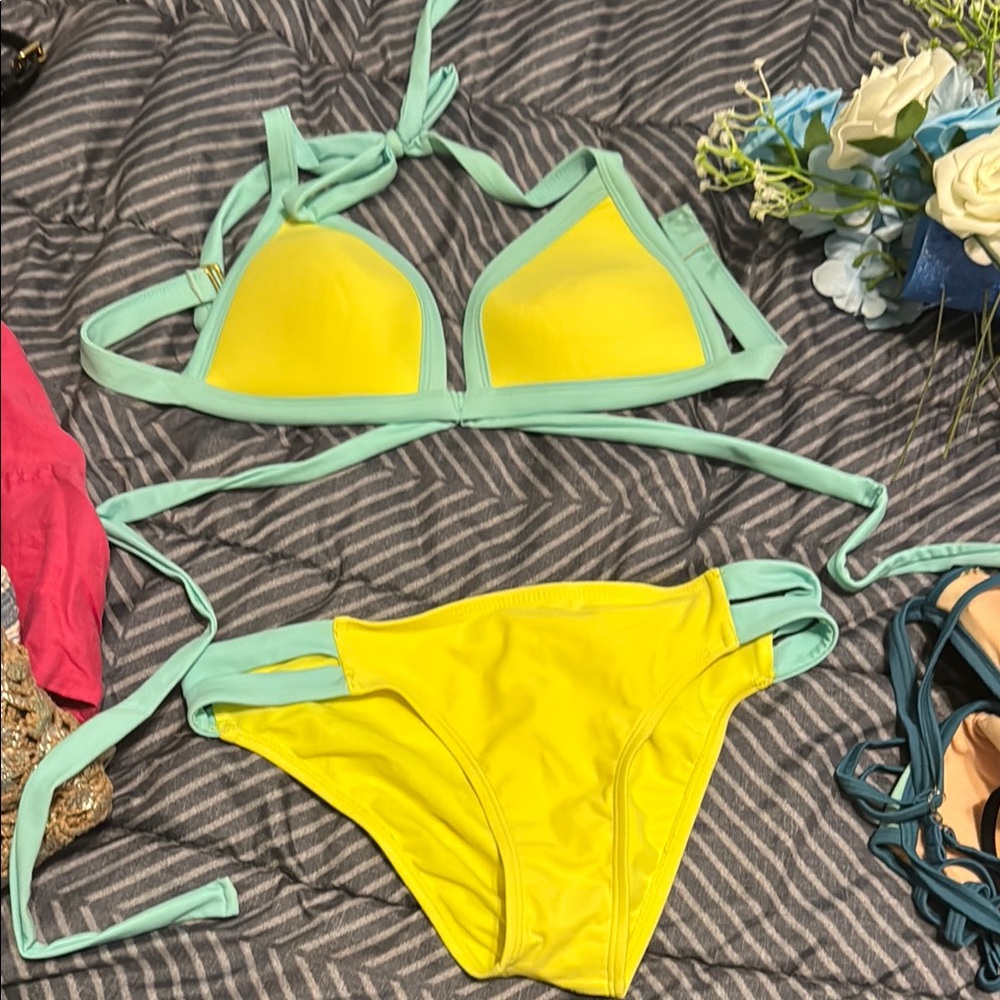 Yellow and Mint Bikini Set